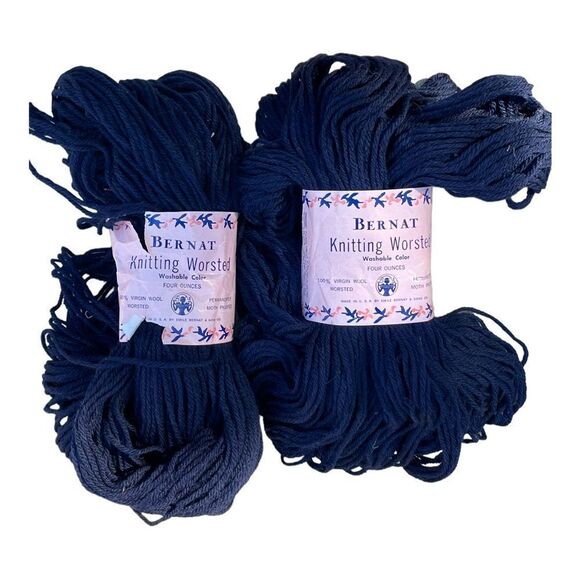 Bernat Navy Blue Yarn lot of 2 vintage virgin wool - Picture 1 of 8